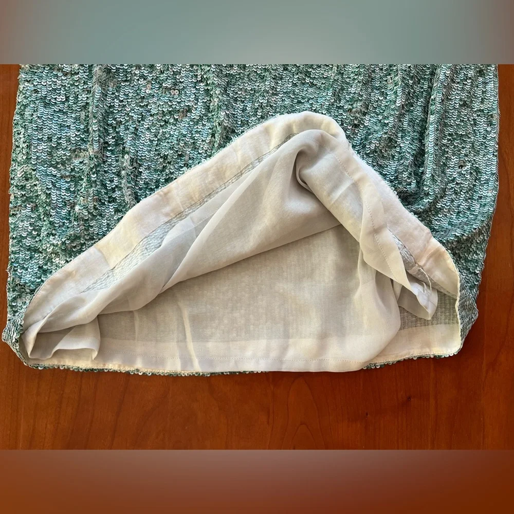 Diane Von Furstenberg Emilia Turquoise & Green Silk Marble Sequin Tank - Picture 14 of 16